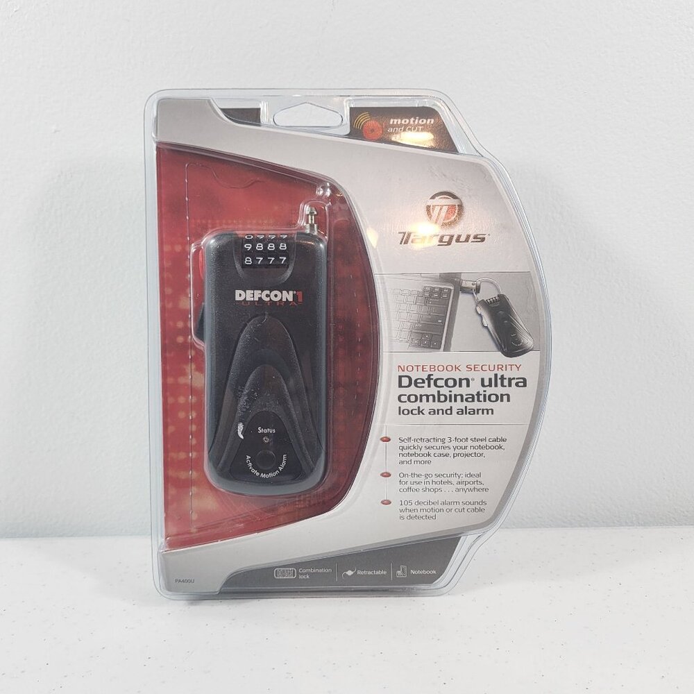 Targus DEFCON 1 Ultra, Retractable Cable Alarm Lock for Laptops and Electronics